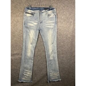 Rockstar Original RSM 205 Flare Denim Jeans Mens 34 Light Wash Distressed Blue